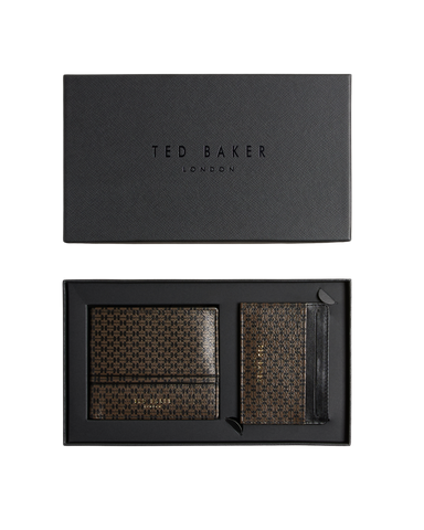 PRIAMON PRINTED LEATHER WALLET & CARDHOLDER SET