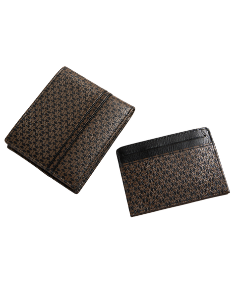 PRIAMON PRINTED LEATHER WALLET & CARDHOLDER SET