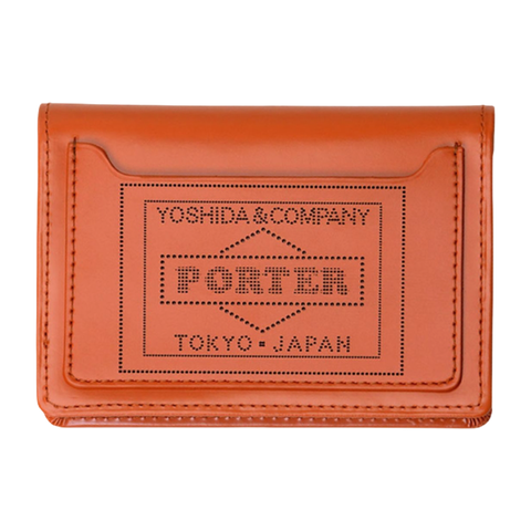PORTER YOSHIDA & CO PS LEATHER WALLET CARD CASE (ORANGE)