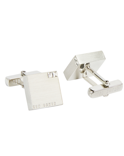 CORNER CRYSTAL CUFFLINKS (CLEAR)