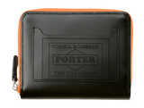 PORTER YOSHIDA & CO PS LEATHER ZIP WALLET (BLACK & ORANGE)