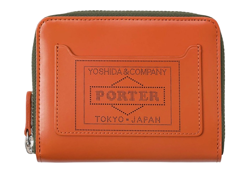 PORTER YOSHIDA & CO PS LEATHER ZIP WALLET (ORANGE & KHAKI) | The Rudai PORTER YOSHIDA & CO PS LEATHER ZIP WALLET (ORANGE & KHAKI) | The Rudai