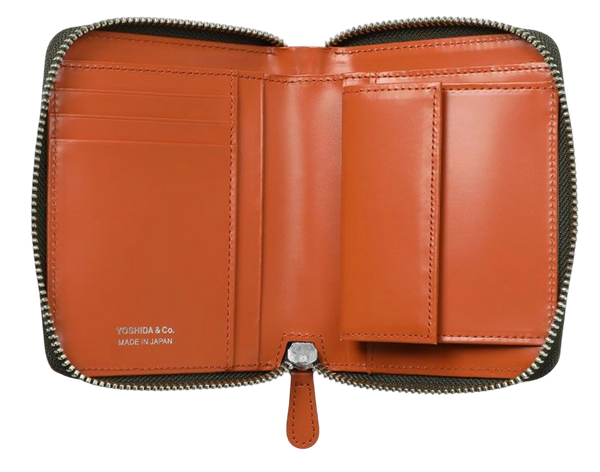 PORTER YOSHIDA & CO PS LEATHER ZIP WALLET (BLACK & ORANGE)