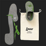 LASSO MEN'S FELT LACE UP SLIPPERS (GREEN & GREY)