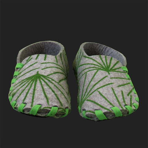 LASSO MEN'S FELT LACE UP SLIPPERS (GREEN & GREY)