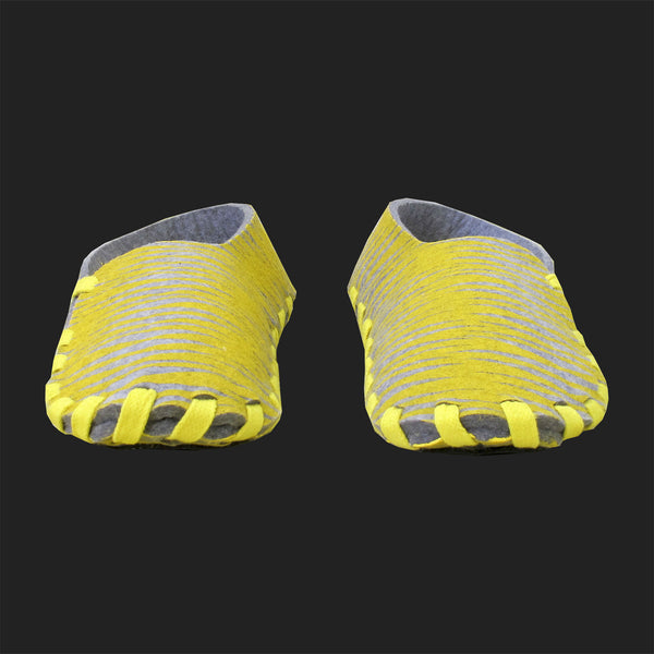 LASSO MEN'S FELT LACE UP SLIPPERS (YELLOW & GREY)