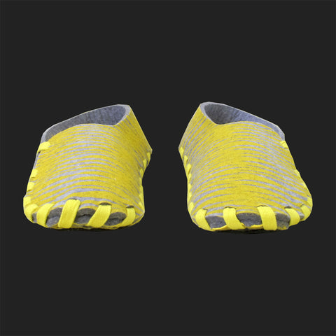 LASSO MEN'S FELT LACE UP SLIPPERS (YELLOW & GREY)
