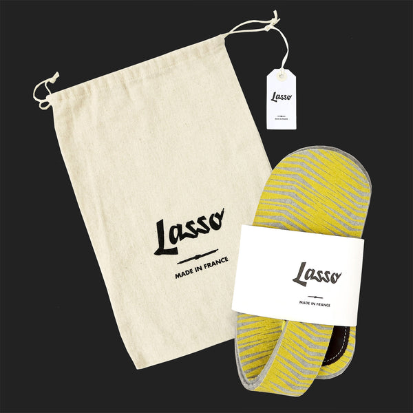 LASSO MEN'S FELT LACE UP SLIPPERS (YELLOW & GREY)