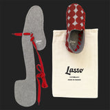 LASSO MEN'S FELT LACE UP SLIPPERS (RED & GREY)