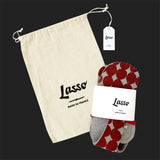 LASSO MEN'S FELT LACE UP SLIPPERS (RED & GREY)