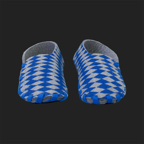 LASSO MEN'S FELT LACE UP SLIPPERS (BLUE & GREY)