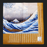 UKIYOE JAPANESE POCKET SQUARES (Yellow Mount Fuji)