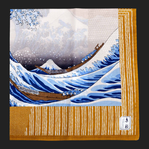 UKIYOE JAPANESE POCKET SQUARES (Yellow Mount Fuji)